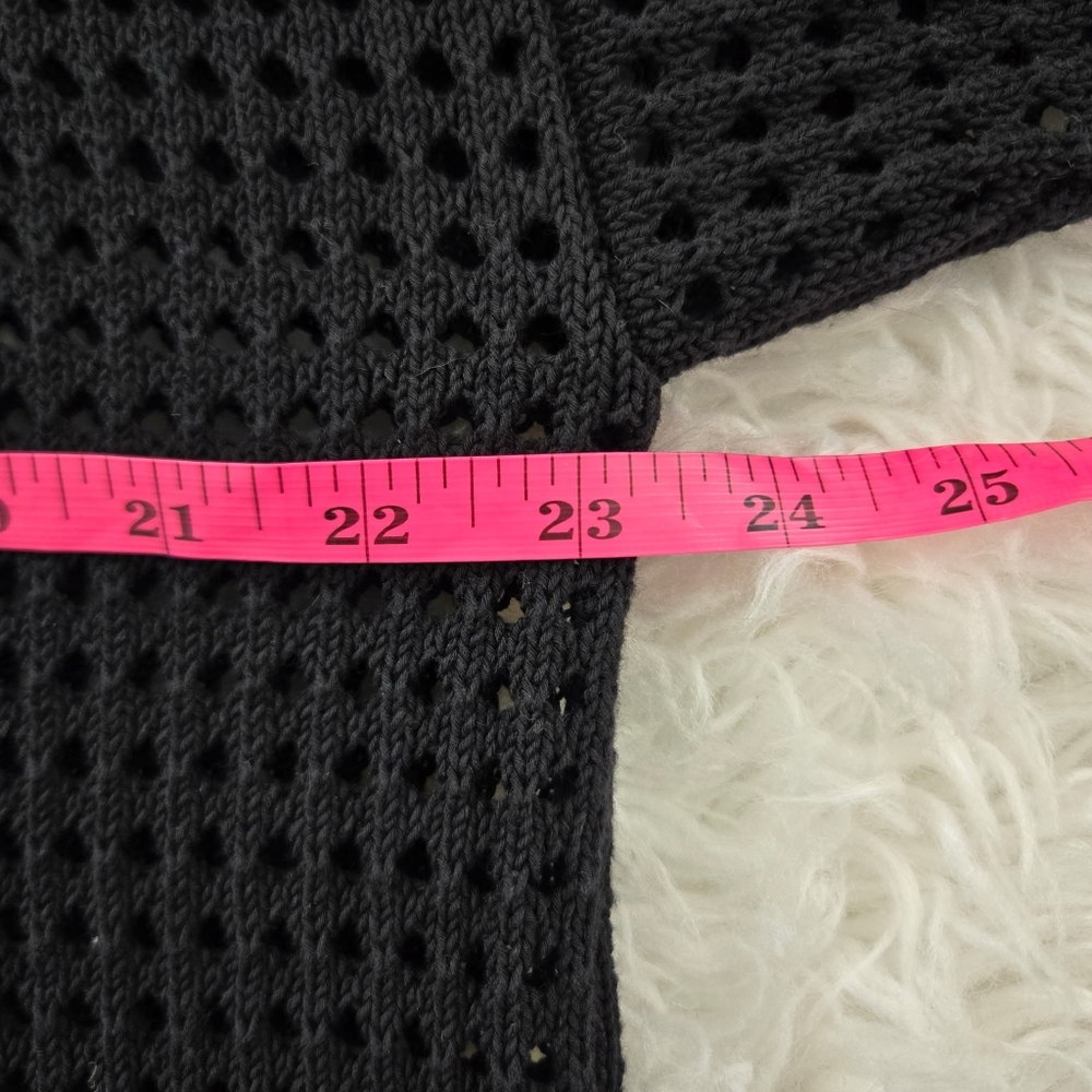 Madewell 100% Cotton Open-Stitch Polo Cardigan Sweater in Black. Size Large. - Picture 8 of 11